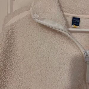 NEVER NOT HUSTLING White Sherpa Zip-Up Jacket